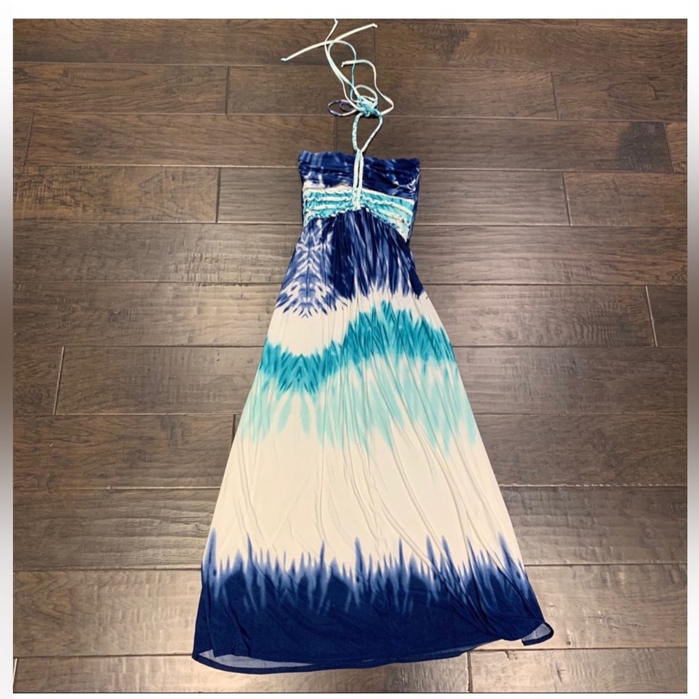 Cynthia Rowley blue tie dye maxi dress S
